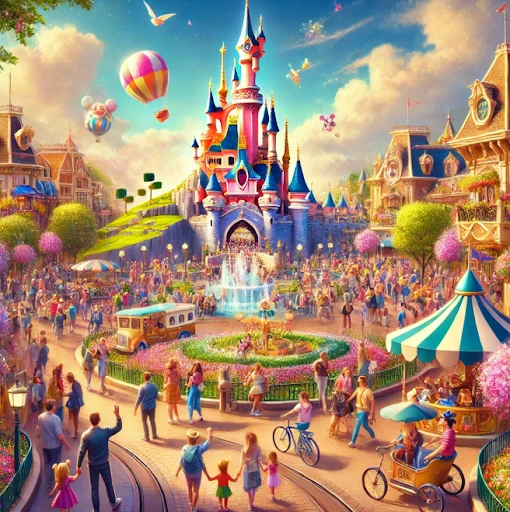 Kleurrijke animatie van Disneyland Parijs